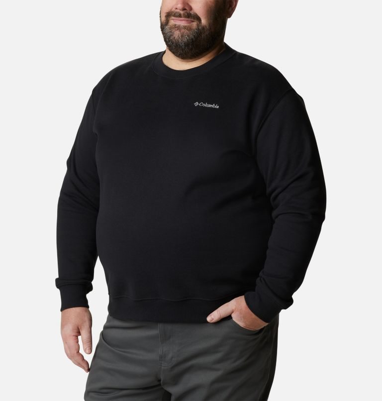 Men's Columbia Hart Mountain II Crew Sweatshirts Black | Plus Size CA-P1453